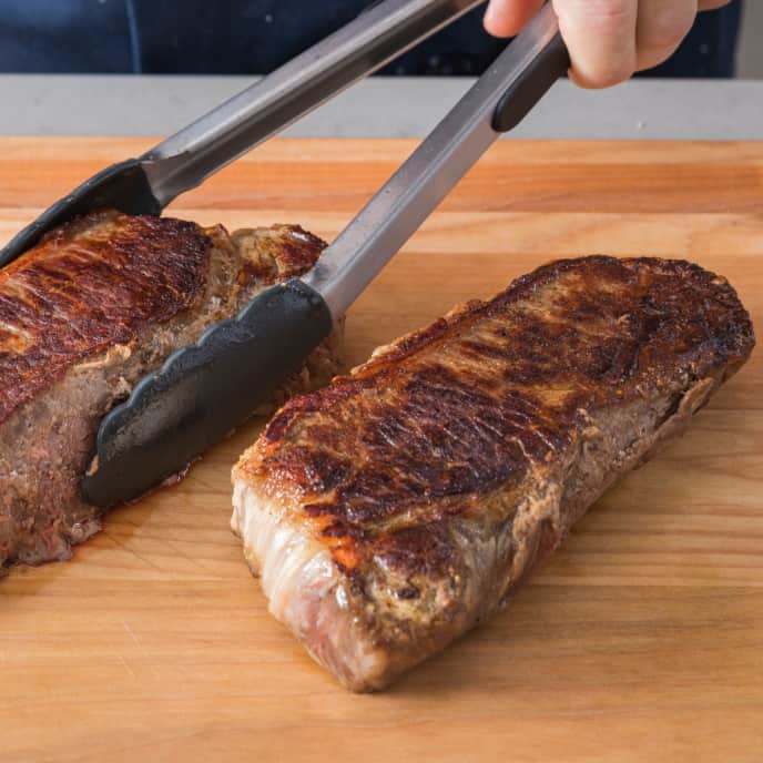 Steak without top a grill